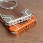 Suporte Magnético para Telefone Armor em Madeira de Nogueira Metal Sem Moldura com Rotação 360, Para iPhone 17 Pro Max, Para iPhone 17 Pro