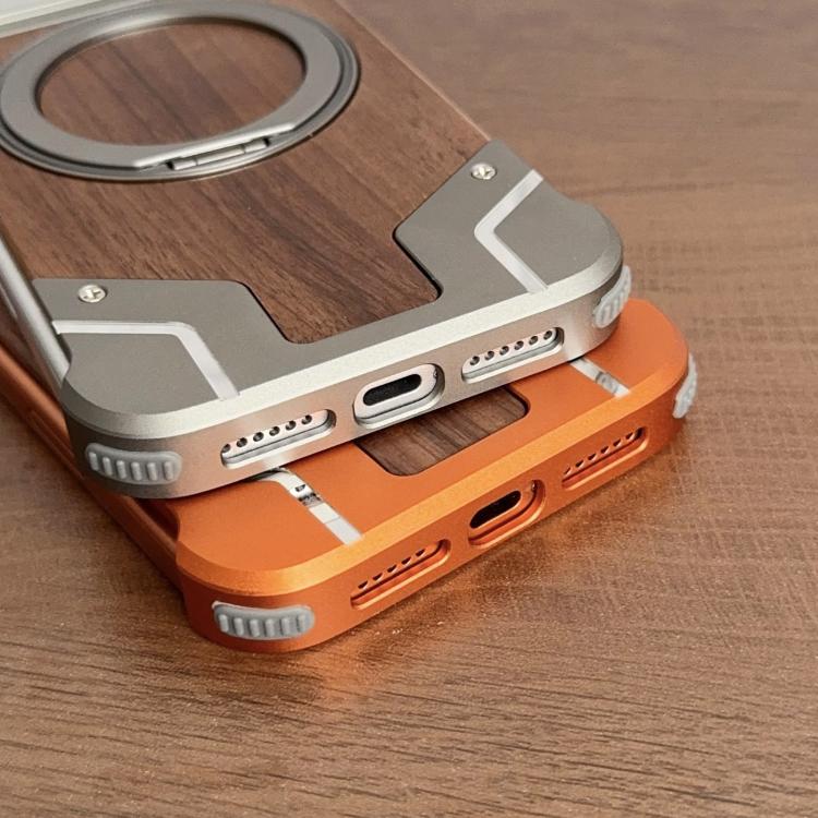 Suporte Magnético para Telefone Armor em Madeira de Nogueira Metal Sem Moldura com Rotação 360, Para iPhone 17 Pro Max, Para iPhone 17 Pro
