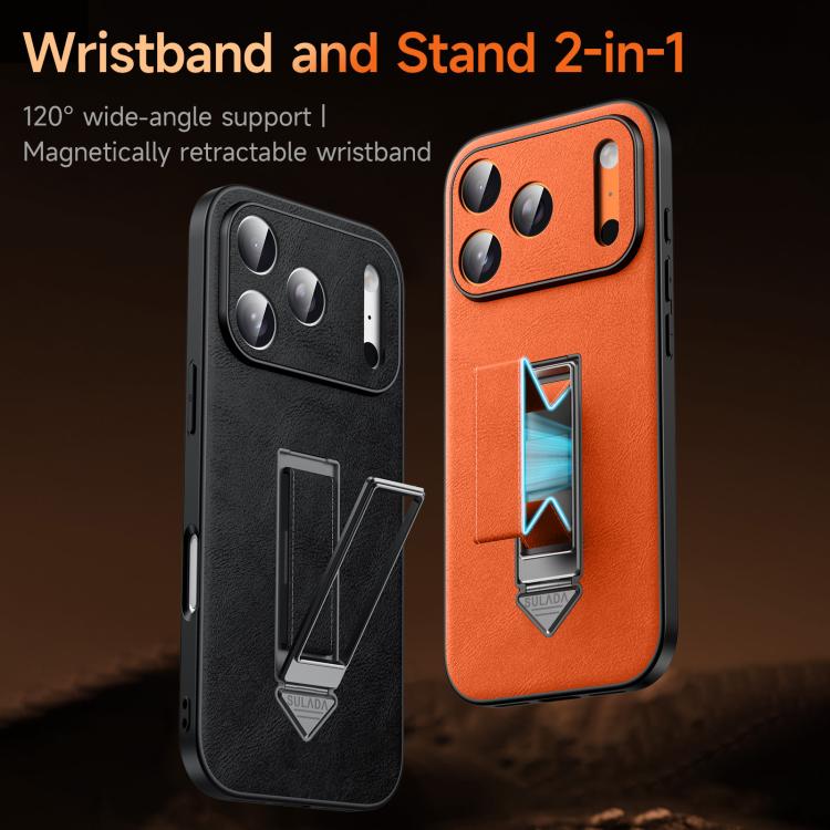 Capa de Telefone SULADA em Pele Falsa com Suporte Metálico Oculto e Pulseira, Para iPhone 17 Pro Max, Para iPhone 17 Pro, Para iPhone 17, Para iPhone 16 Pro Max, Para iPhone 16 Pro, Para iPhone 16
