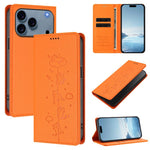 Capa de Telefone em Pele Vegana Magnética com RFID e Relevo de Gatos Fofos, Para iPhone 17e / 16e, Para iPhone 17 Pro Max, Para iPhone 17 Pro, Para iPhone 17