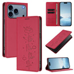 Capa de Telefone em Pele Vegana Magnética com RFID e Relevo de Gatos Fofos, Para iPhone 17e / 16e, Para iPhone 17 Pro Max, Para iPhone 17 Pro, Para iPhone 17