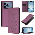 Capa de Telefone em Pele Vegana Magnética com RFID e Relevo de Gatos Fofos, Para iPhone 17e / 16e, Para iPhone 17 Pro Max, Para iPhone 17 Pro, Para iPhone 17