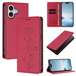 Capa de Telefone em Pele Vegana Magnética com RFID e Relevo de Gatos Fofos, Para iPhone 17e / 16e, Para iPhone 17 Pro Max, Para iPhone 17 Pro, Para iPhone 17