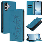 Capa de Telefone em Pele Vegana Magnética com RFID e Relevo de Gatos Fofos, Para iPhone 17e / 16e, Para iPhone 17 Pro Max, Para iPhone 17 Pro, Para iPhone 17