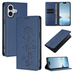 Capa de Telefone em Pele Vegana Magnética com RFID e Relevo de Gatos Fofos, Para iPhone 17e / 16e, Para iPhone 17 Pro Max, Para iPhone 17 Pro, Para iPhone 17