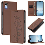 Cute Cats Embossed Magnetic RFID Vegan Leather Phone Case, For iPhone X / XS, For iPhone XR, For iPhone XS Max, For iPhone 8 Plus / 7 Plus