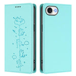Capa de Telefone em Pele Vegana Magnética com RFID e Relevo de Gatos Fofos, Para iPhone 17e / 16e, Para iPhone 17 Pro Max, Para iPhone 17 Pro, Para iPhone 17
