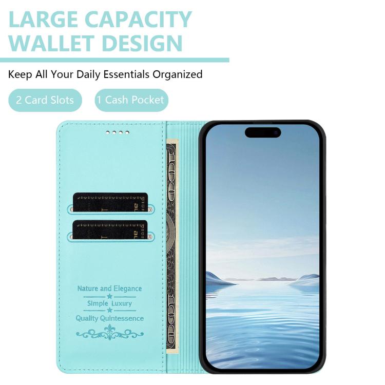 Capa de Telefone em Pele Vegana Magnética com RFID e Relevo de Gatos Fofos, Para iPhone 17e / 16e, Para iPhone 17 Pro Max, Para iPhone 17 Pro, Para iPhone 17