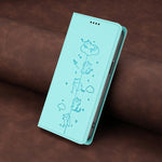Capa de Telefone em Pele Vegana Magnética com RFID e Relevo de Gatos Fofos, Para iPhone 17e / 16e, Para iPhone 17 Pro Max, Para iPhone 17 Pro, Para iPhone 17