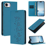 Capa de Telefone em Pele Vegana Magnética com RFID e Relevo de Gatos Fofos, Para iPhone 17e / 16e, Para iPhone 17 Pro Max, Para iPhone 17 Pro, Para iPhone 17