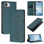 Capa de Telefone em Pele Vegana Magnética com RFID e Relevo de Gatos Fofos, Para iPhone 17e / 16e, Para iPhone 17 Pro Max, Para iPhone 17 Pro, Para iPhone 17