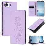 Capa de Telefone em Pele Vegana Magnética com RFID e Relevo de Gatos Fofos, Para iPhone 17e / 16e, Para iPhone 17 Pro Max, Para iPhone 17 Pro, Para iPhone 17