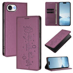 Capa de Telefone em Pele Vegana Magnética com RFID e Relevo de Gatos Fofos, Para iPhone 17e / 16e, Para iPhone 17 Pro Max, Para iPhone 17 Pro, Para iPhone 17