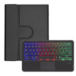 Capa de tablet em pele com teclado Bluetooth retroiluminado e rotação de 360 graus com touchpad, Para iPad Pro 11 2025 / 2024, Para iPad 2025 / 2022, Para iPad Air 11 2025 / iPad Pro 11 2022, Para iPad 10.2 2021 / 2019 / iPad Air 3