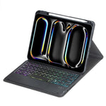 Capa de tablet em pele com teclado Bluetooth retroiluminado e rotação de 360 graus com touchpad, Para iPad Pro 11 2025 / 2024, Para iPad 2025 / 2022, Para iPad Air 11 2025 / iPad Pro 11 2022, Para iPad 10.2 2021 / 2019 / iPad Air 3