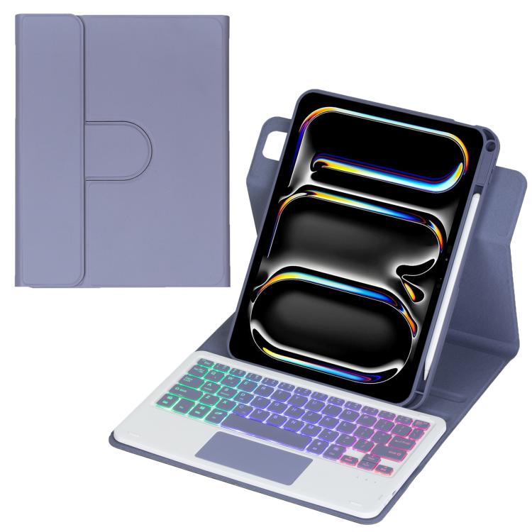 Capa de tablet em pele com teclado Bluetooth retroiluminado e rotação de 360 graus com touchpad, Para iPad Pro 11 2025 / 2024, Para iPad 2025 / 2022, Para iPad Air 11 2025 / iPad Pro 11 2022, Para iPad 10.2 2021 / 2019 / iPad Air 3