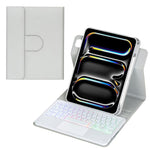 Capa de tablet em pele com teclado Bluetooth retroiluminado e rotação de 360 graus com touchpad, Para iPad Pro 11 2025 / 2024, Para iPad 2025 / 2022, Para iPad Air 11 2025 / iPad Pro 11 2022, Para iPad 10.2 2021 / 2019 / iPad Air 3