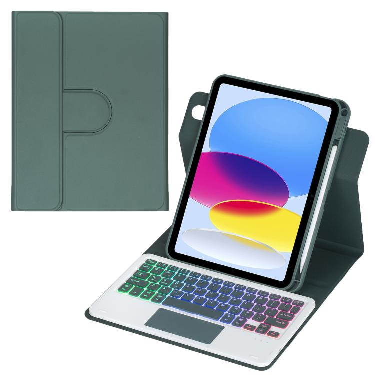 Capa de tablet em pele com teclado Bluetooth retroiluminado e rotação de 360 graus com touchpad, Para iPad Pro 11 2025 / 2024, Para iPad 2025 / 2022, Para iPad Air 11 2025 / iPad Pro 11 2022, Para iPad 10.2 2021 / 2019 / iPad Air 3