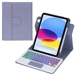 Capa de tablet em pele com teclado Bluetooth retroiluminado e rotação de 360 graus com touchpad, Para iPad Pro 11 2025 / 2024, Para iPad 2025 / 2022, Para iPad Air 11 2025 / iPad Pro 11 2022, Para iPad 10.2 2021 / 2019 / iPad Air 3