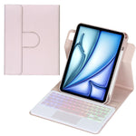 Capa de tablet em pele com teclado Bluetooth retroiluminado e rotação de 360 graus com touchpad, Para iPad Pro 11 2025 / 2024, Para iPad 2025 / 2022, Para iPad Air 11 2025 / iPad Pro 11 2022, Para iPad 10.2 2021 / 2019 / iPad Air 3