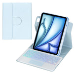 Capa de tablet em pele com teclado Bluetooth retroiluminado e rotação de 360 graus com touchpad, Para iPad Pro 11 2025 / 2024, Para iPad 2025 / 2022, Para iPad Air 11 2025 / iPad Pro 11 2022, Para iPad 10.2 2021 / 2019 / iPad Air 3