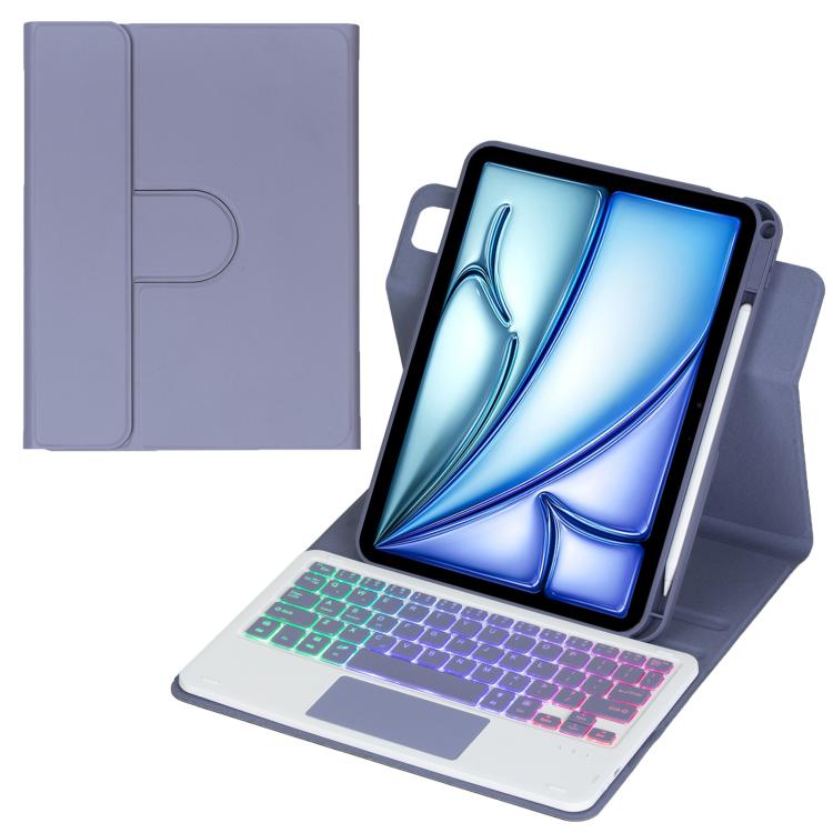 Capa de tablet em pele com teclado Bluetooth retroiluminado e rotação de 360 graus com touchpad, Para iPad Pro 11 2025 / 2024, Para iPad 2025 / 2022, Para iPad Air 11 2025 / iPad Pro 11 2022, Para iPad 10.2 2021 / 2019 / iPad Air 3
