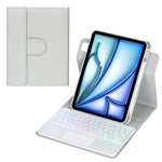 Capa de tablet em pele com teclado Bluetooth retroiluminado e rotação de 360 graus com touchpad, Para iPad Pro 11 2025 / 2024, Para iPad 2025 / 2022, Para iPad Air 11 2025 / iPad Pro 11 2022, Para iPad 10.2 2021 / 2019 / iPad Air 3