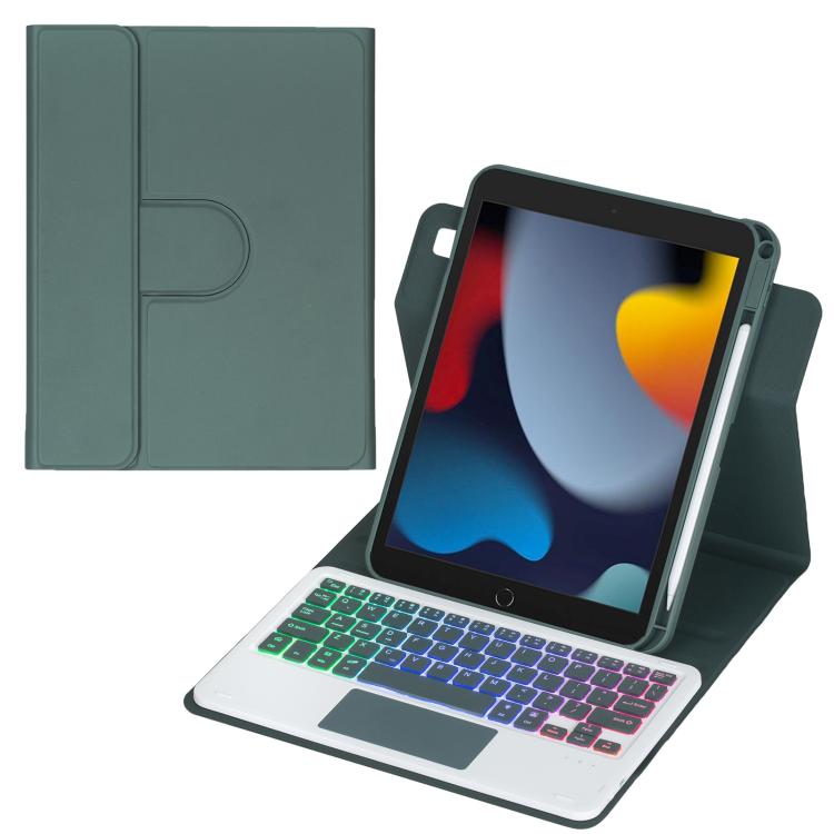 Capa de tablet em pele com teclado Bluetooth retroiluminado e rotação de 360 graus com touchpad, Para iPad Pro 11 2025 / 2024, Para iPad 2025 / 2022, Para iPad Air 11 2025 / iPad Pro 11 2022, Para iPad 10.2 2021 / 2019 / iPad Air 3