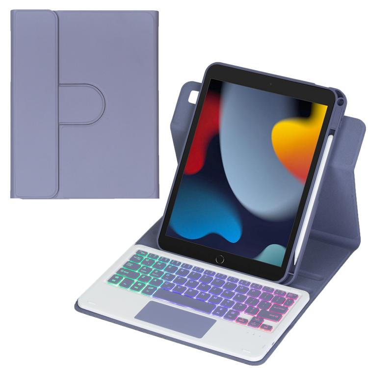 Capa de tablet em pele com teclado Bluetooth retroiluminado e rotação de 360 graus com touchpad, Para iPad Pro 11 2025 / 2024, Para iPad 2025 / 2022, Para iPad Air 11 2025 / iPad Pro 11 2022, Para iPad 10.2 2021 / 2019 / iPad Air 3