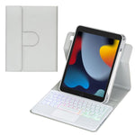 Capa de tablet em pele com teclado Bluetooth retroiluminado e rotação de 360 graus com touchpad, Para iPad Pro 11 2025 / 2024, Para iPad 2025 / 2022, Para iPad Air 11 2025 / iPad Pro 11 2022, Para iPad 10.2 2021 / 2019 / iPad Air 3
