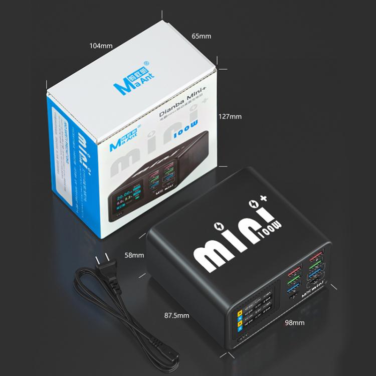 Carregador MaAnt Dianba Mini 75W multifunções com 8 portas PD, suporte a carregamento rápido PD, ficha EU MaAnt Dianba Mini