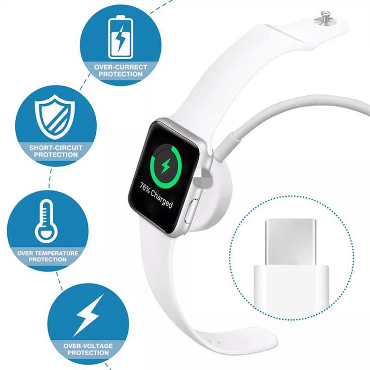 xDfind Para Apple Watch Suporte de Carregamento em Liga de Alumínio e Conjunto de Carregador Tipo-C, Liga de Alumínio+Tipo-C