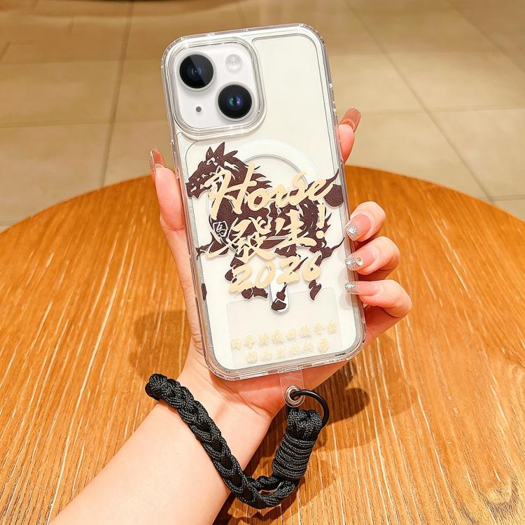 Capa de telemóvel magnética de cobertura total com tema Ano do Cavalo e cordão, para iPhone 13, para iPhone 12, para iPhone 12 Pro Max, para iPhone 12 Pro