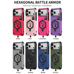Capa de Telemóvel com Suporte Magnético Hexágono Armor e Balança de Peso, Para iPhone 17 Pro Max, Para iPhone 17 Pro, Para iPhone 17, Para iPhone Air, Para iPhone 16 Pro Max, Para iPhone 16 Pro