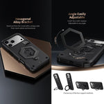 Capa de Telemóvel com Suporte Magnético Hexágono Armor e Balança de Peso, Para iPhone 17 Pro Max, Para iPhone 17 Pro, Para iPhone 17, Para iPhone Air, Para iPhone 16 Pro Max, Para iPhone 16 Pro