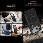 Capa de Telemóvel com Suporte Magnético Hexágono Armor e Balança de Peso, Para iPhone 17 Pro Max, Para iPhone 17 Pro, Para iPhone 17, Para iPhone Air, Para iPhone 16 Pro Max, Para iPhone 16 Pro