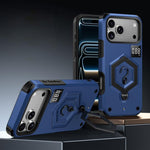 Capa de Telemóvel com Suporte Magnético Hexágono Armor e Balança de Peso, Para iPhone 17 Pro Max, Para iPhone 17 Pro, Para iPhone 17, Para iPhone Air, Para iPhone 16 Pro Max, Para iPhone 16 Pro