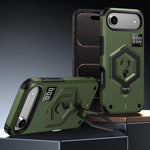 Capa de Telemóvel com Suporte Magnético Hexágono Armor e Balança de Peso, Para iPhone 17 Pro Max, Para iPhone 17 Pro, Para iPhone 17, Para iPhone Air, Para iPhone 16 Pro Max, Para iPhone 16 Pro