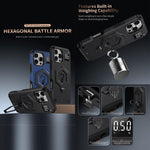 Capa de telefone com suporte magnético Hexagon Armor e balança de pesagem, para iPhone 14 / 13, para iPhone 14 Pro, para iPhone 14 Pro Max, para iPhone 13 Pro Max, para iPhone 13 Pro, para iPhone 12 Pro Max