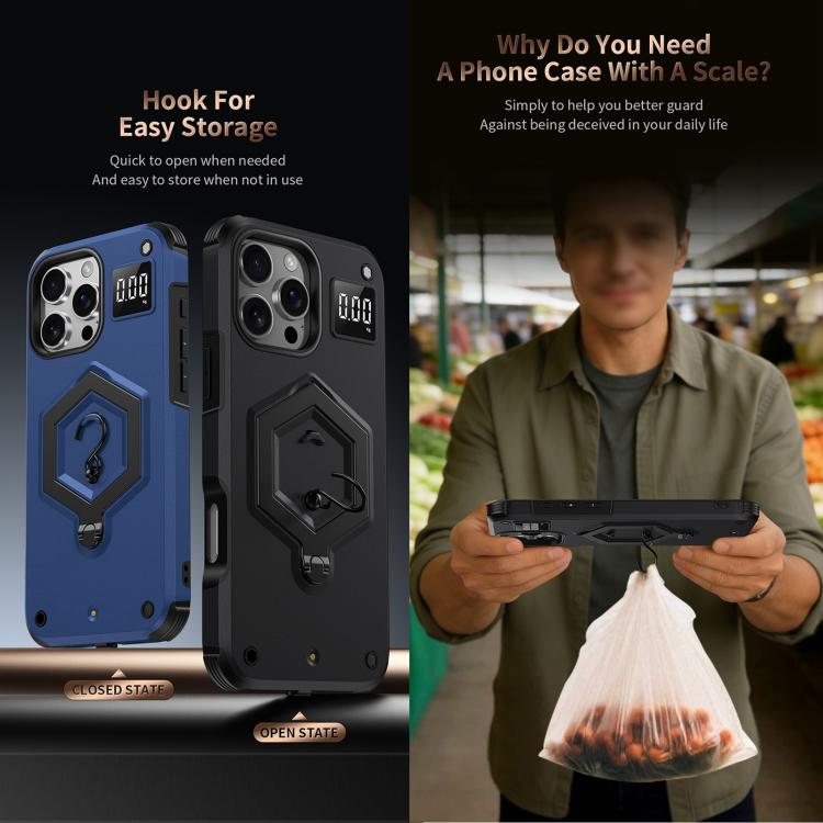 Capa de telefone com suporte magnético Hexagon Armor e balança de pesagem, para iPhone 14 / 13, para iPhone 14 Pro, para iPhone 14 Pro Max, para iPhone 13 Pro Max, para iPhone 13 Pro, para iPhone 12 Pro Max