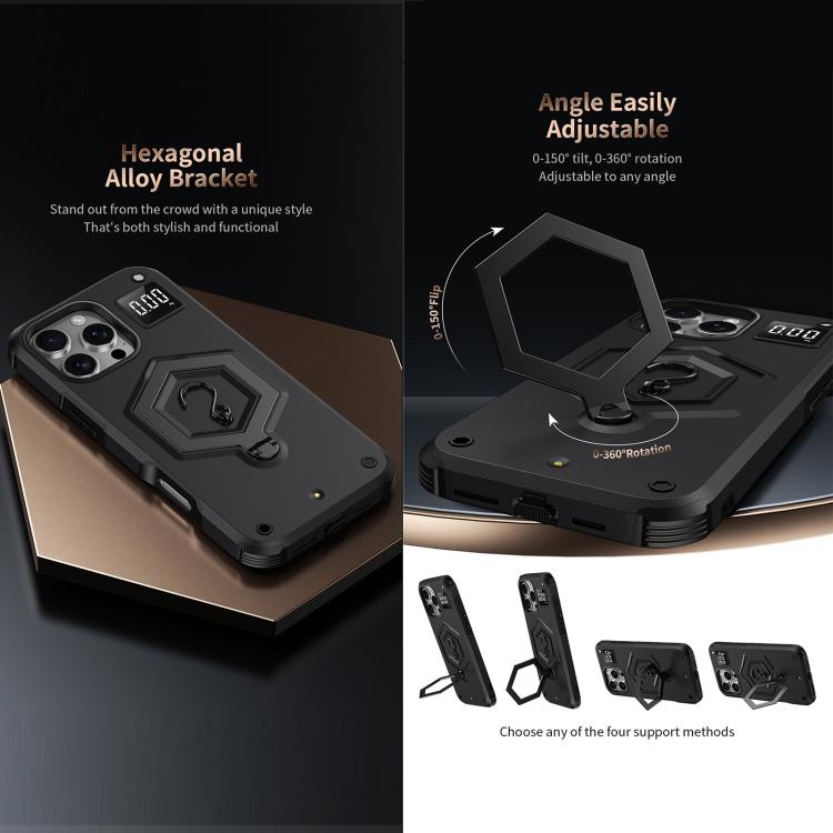 Capa de telefone com suporte magnético Hexagon Armor e balança de pesagem, para iPhone 14 / 13, para iPhone 14 Pro, para iPhone 14 Pro Max, para iPhone 13 Pro Max, para iPhone 13 Pro, para iPhone 12 Pro Max