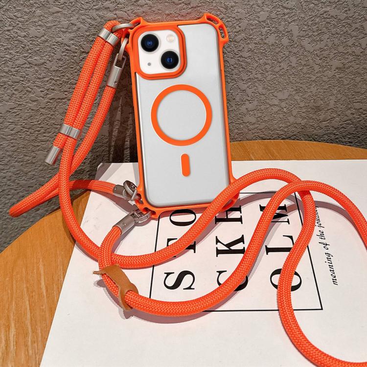 Drone-Style Four-Corner Shockproof Magnetic Acrylic Phone Case with Long and Short Lanyard, For iPhone 14, For iPhone 14 Pro, For iPhone 14 Pro Max, For iPhone 13 Pro Max, For iPhone 13 Pro, For iPhone 13, For iPhone 12, For iPhone 12 Pro Max          ...