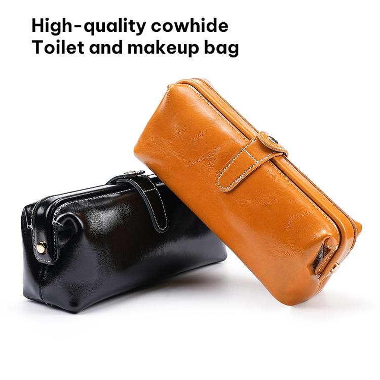 Bolsa de Armazenamento para Ferramentas de Cosmética e Artigos de Higiene em Couro Encerado a Óleo