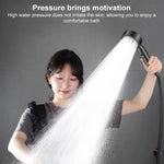 Portable 5-Setting Adjustable Pressurized Shower Head with One Button Water Stop Switch