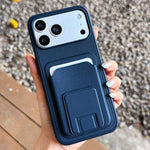 Capa para Telemóvel com Suporte para Cartão Dobrável Quadrado, Para iPhone 17 Pro Max, Para iPhone 17 Pro, Para iPhone 17, Para iPhone Air, Para iPhone 16 Pro Max, Para iPhone 16 Pro