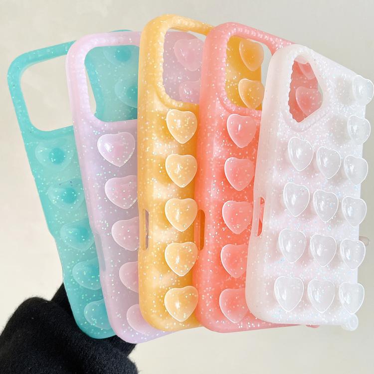 Capa para Telemóvel com Glitter Translúcido e Ventosa em Forma de Coração, Para iPhone 14, Para iPhone 14 Pro Max, Para iPhone 13