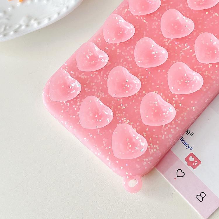 Capa para Telemóvel com Glitter Translúcido e Ventosa em Forma de Coração, Para iPhone 14, Para iPhone 14 Pro Max, Para iPhone 13