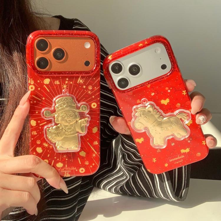 Capa para Telemóvel PC + TPU com Motivos Tradicionais Auspiciosos do Ano Novo Chinês, Para iPhone 17 Pro Max, Para iPhone 17 Pro