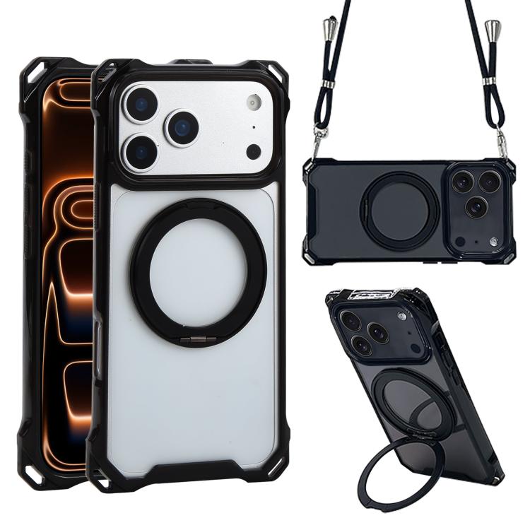 Capa para Telemóvel Magnética XDcase com Suporte Pivot e Orifício nos Quatro Cantos, Cordão Não Incluído, Para iPhone 17 Pro Max, Para iPhone 17 Pro