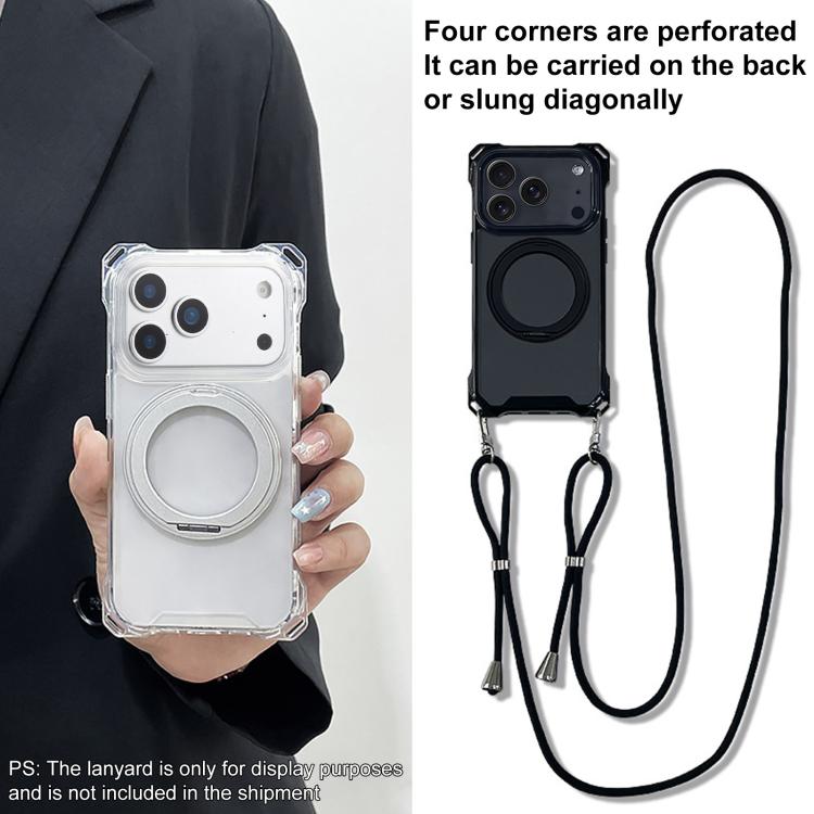 Capa para Telemóvel Magnética XDcase com Suporte Pivot e Orifício nos Quatro Cantos, Cordão Não Incluído, Para iPhone 17 Pro Max, Para iPhone 17 Pro